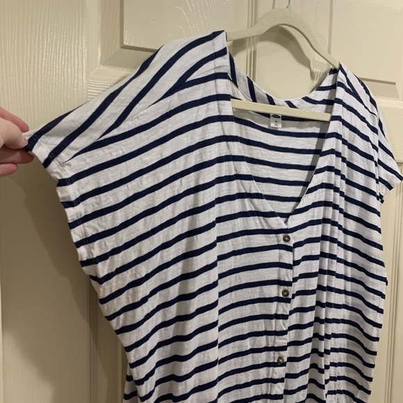 Old Navy dolman short sleeve button down shirt white with navy stripes size XXL - Picture 3 of 4
